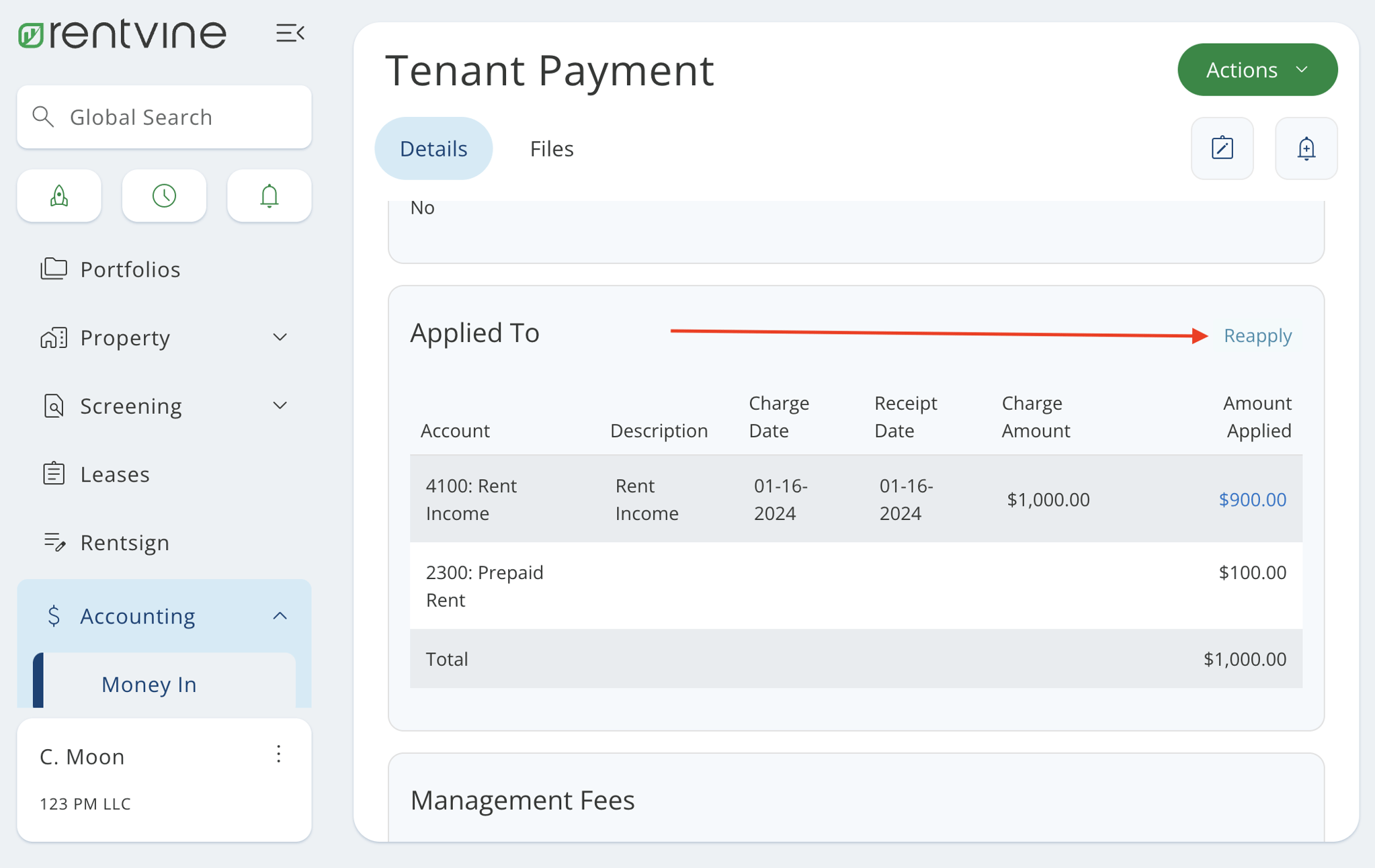 How to Void a Lease Charge that has a Payment Allocated to It
